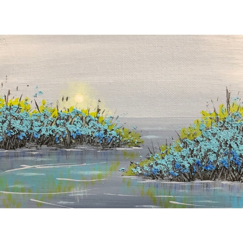 Wanderings Contemporary Original Acrylic Painting, Landscape, 5" x 7" Signed Art